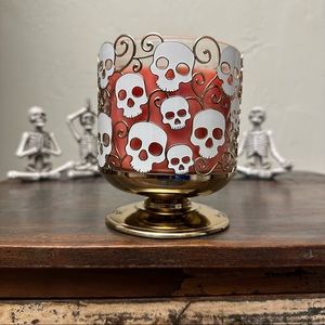 2021 BBW Skull 3-Wick Pedestal Candle Holder